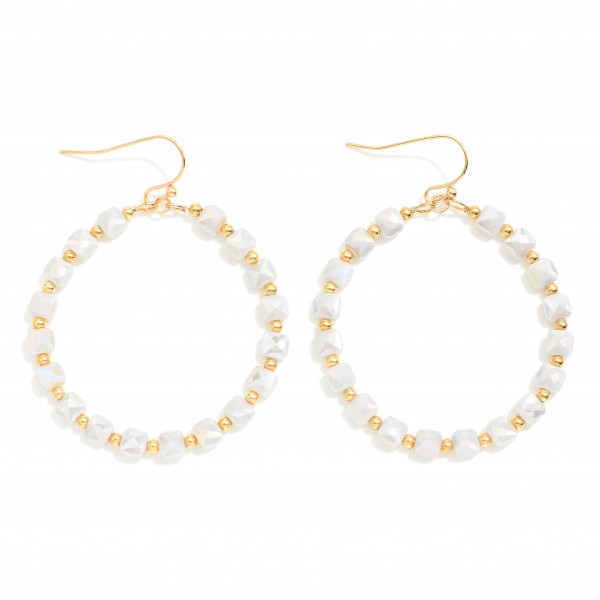 Wholesale cushion Square Cut Beaded Hoop Drop Earrings L