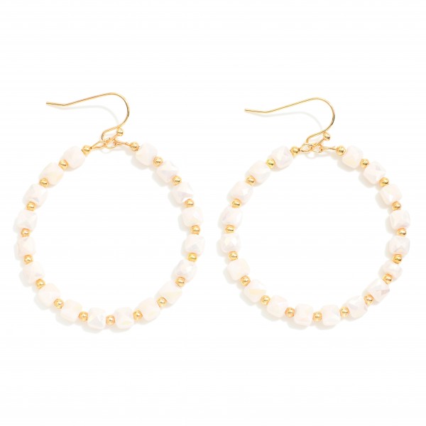 Wholesale cushion Square Cut Beaded Hoop Drop Earrings L