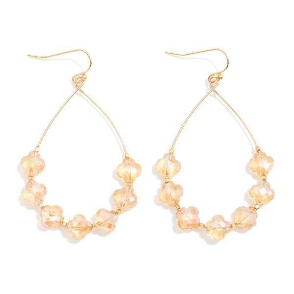 Wholesale glass Crystal Clover Beaded Teardrop Drop Earrings L