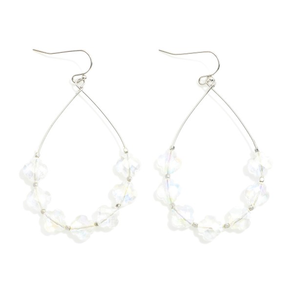 Wholesale glass Crystal Clover Beaded Teardrop Drop Earrings L