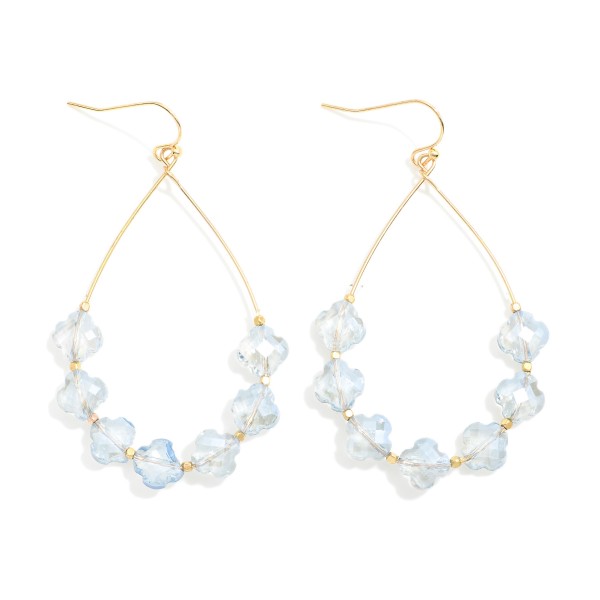 Wholesale glass Crystal Clover Beaded Teardrop Drop Earrings L