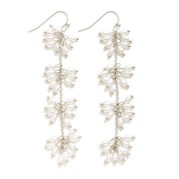 Wholesale metal Chain Link Drop Earrings Linked Pearl Clusters L
