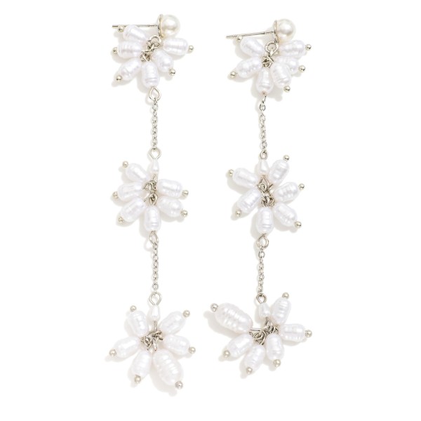 Linked Pearl Cluster Post Drop Earrings 

- Approximately 3.5" L