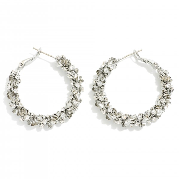 Wholesale rhinestone Metal Ruffle Spiral Hoop Earrings D
