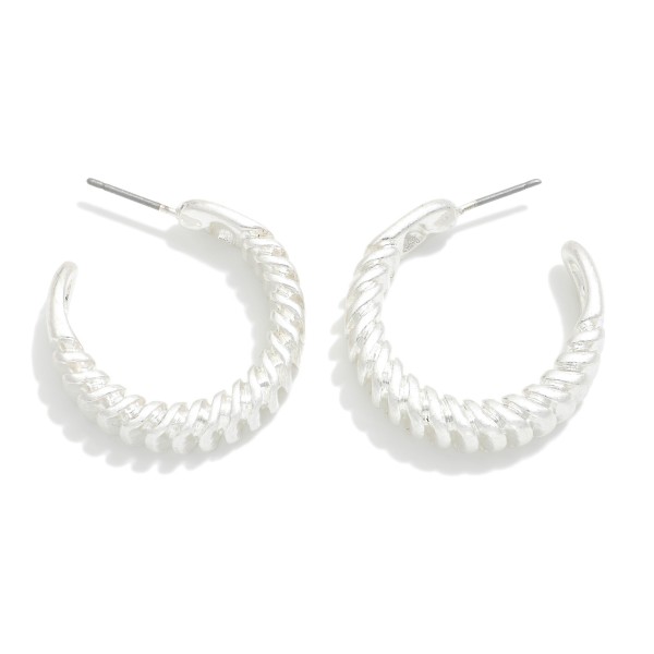 Wholesale stacked Metal Ridges Hoop Earrings D