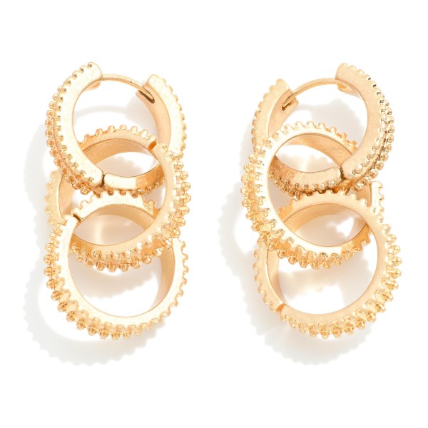 Wholesale linked Studded Hoops Hinged Hoop Earrings L