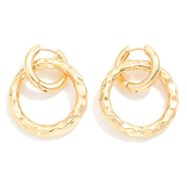 Wholesale linked Hammered Metal Hoop Hinged Hoop Earrings L