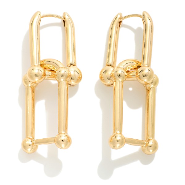 Wholesale linked Metal U Chain Hinged Hoop Earrings L