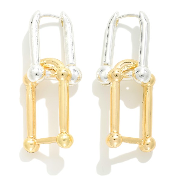 Wholesale linked Metal U Chain Hinged Hoop Earrings L