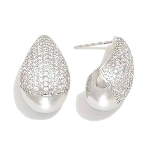 Wholesale rhinestone Pave Teardrop Post Drop Earrings L