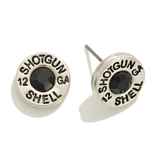 Wholesale gauge Shotgun Shell Stud Earrings Rhinestone Center D