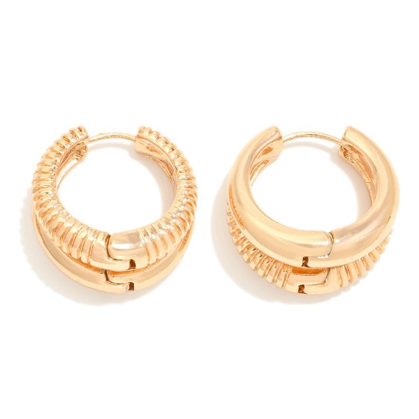 Wholesale stacked Gold Metal Hinged Hoop Earrings D