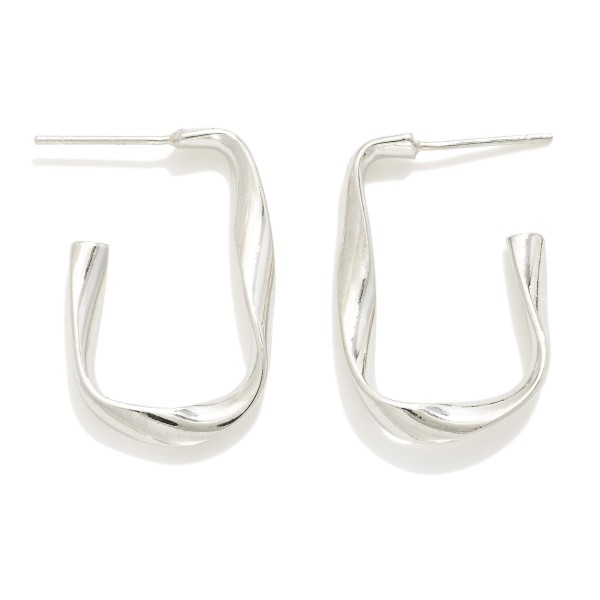Wholesale gold Dipped Twisted Oval Hoop Earrings Gold White Gold Dipped Hypoalle