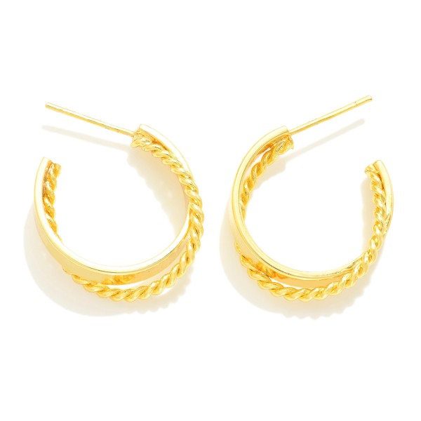 Wholesale gold Dipped Interlaced Twisted Rope Hoop Earrings Gold White Gold Dipp