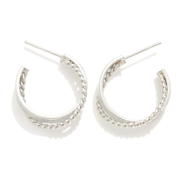 Wholesale gold Dipped Interlaced Twisted Rope Hoop Earrings Gold White Gold Dipp