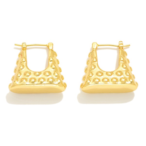 Wholesale gold Dipped Studded Squared Flat Base Hoop Earrings Gold White Gold Di