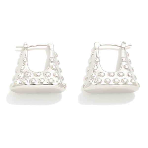 Wholesale gold Dipped Studded Squared Flat Base Hoop Earrings Gold White Gold Di
