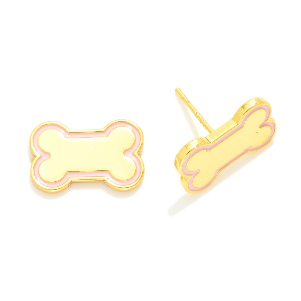 Wholesale gold Dipped Dog Bone Stud Earrings Gold White Gold Dipped Hypoallergen