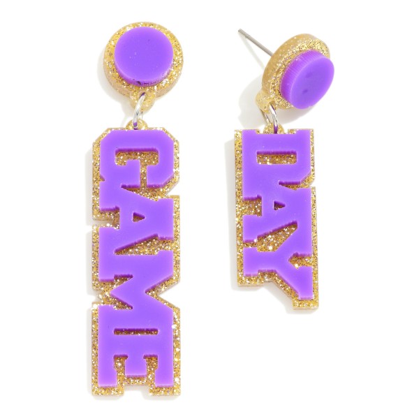 Glitter Acetate "Game Day" Drop Earrings

- Approximately 2" L