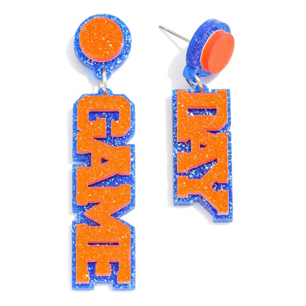 Glitter Acetate "Game Day" Drop Earrings

- Approximately 2" L