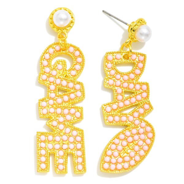 Wholesale studded Game Day Drop Earrings Pearl Stud Posts L