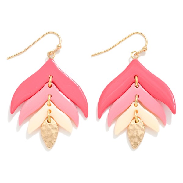 Linked Acetate Leaf Drop Earrings

- Approximately 2" L