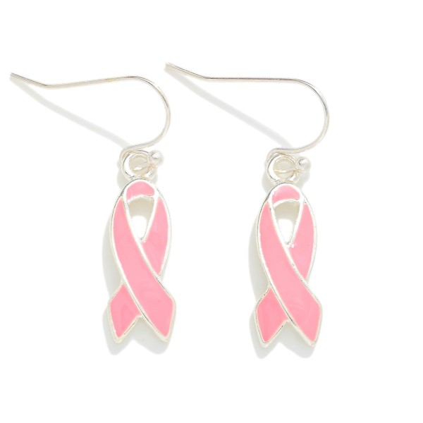 Wholesale enamel Pink Ribbon Drop Earrings L