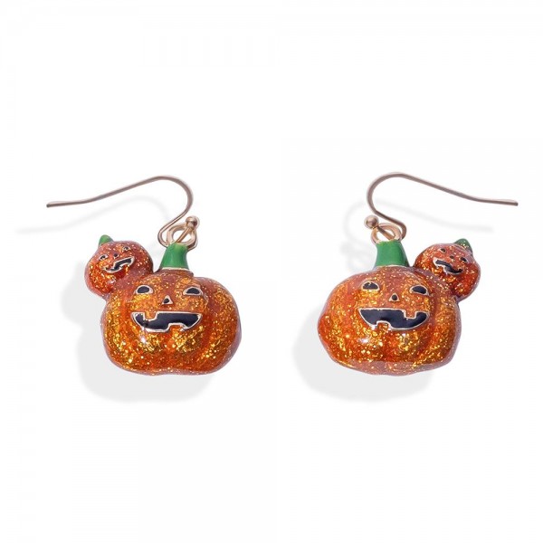 Wholesale double Glitter Jack O Lantern Drop Earrings L