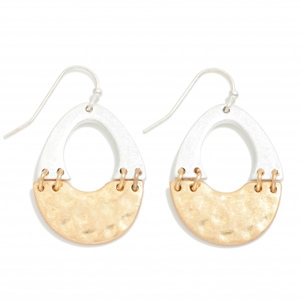Wholesale linked Hammered Brushed Metal Arches Drop Earrings L