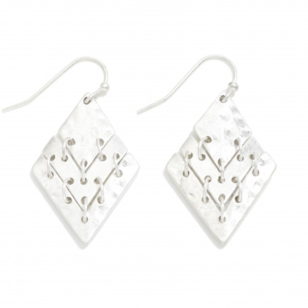 Wholesale linked Hammered Metal Chevron Drop Earrings L