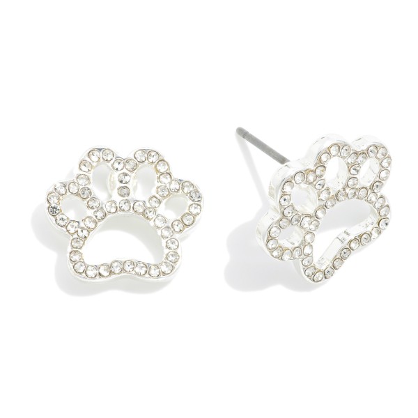 Wholesale rhinestone Studded Hollow Paw Print Stud Earrings L