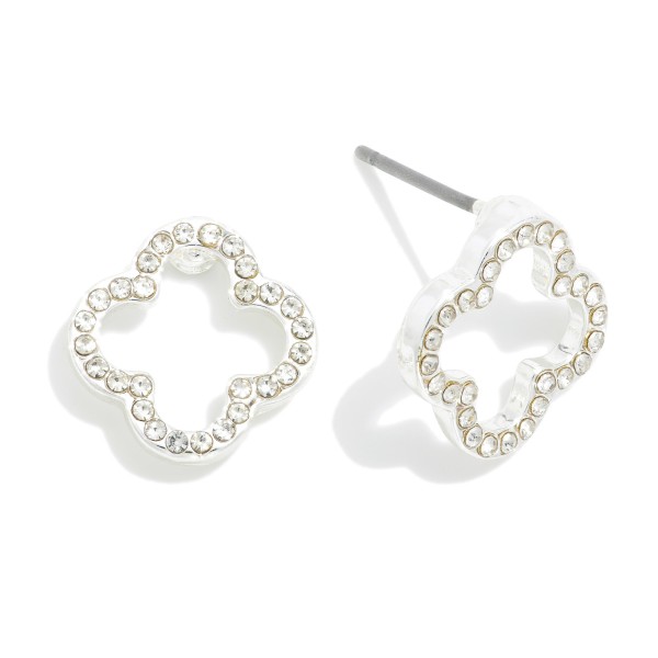 Wholesale rhinestone Studded Hollow Clover Stud Earrings L
