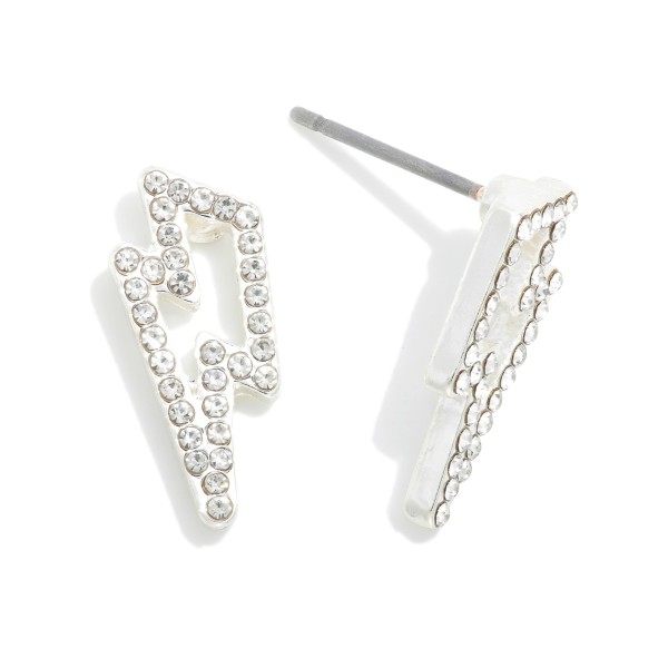 Wholesale rhinestone Studded Hollow Lightning Bolt Stud Earrings L