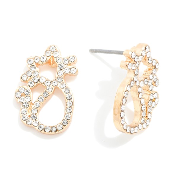 Wholesale rhinestone Studded Hollow Cat Stud Earrings L