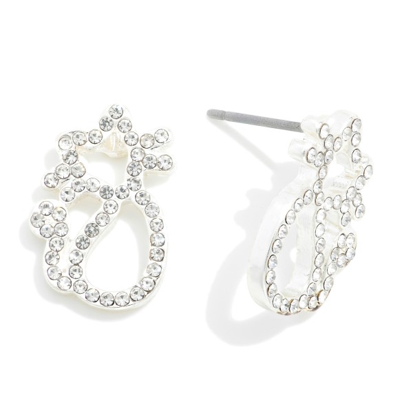 Wholesale rhinestone Studded Hollow Cat Stud Earrings L