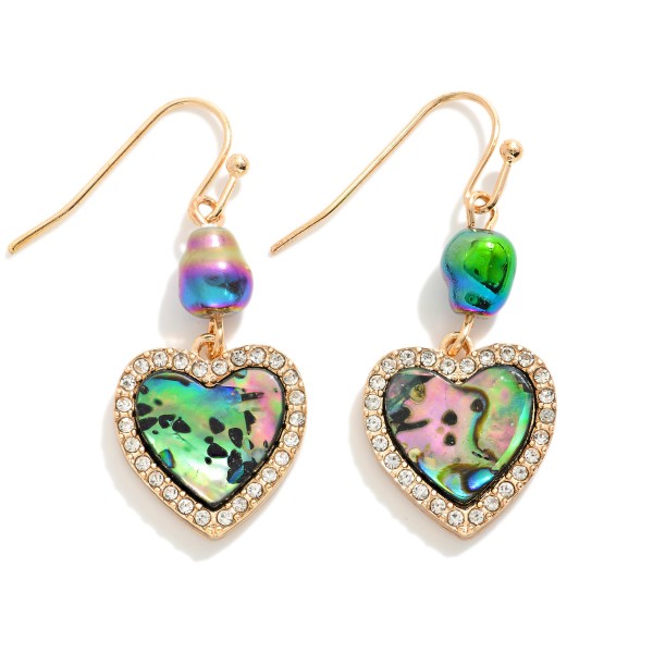 Wholesale abalone Heart Drop Earrings Rhinestone Details L