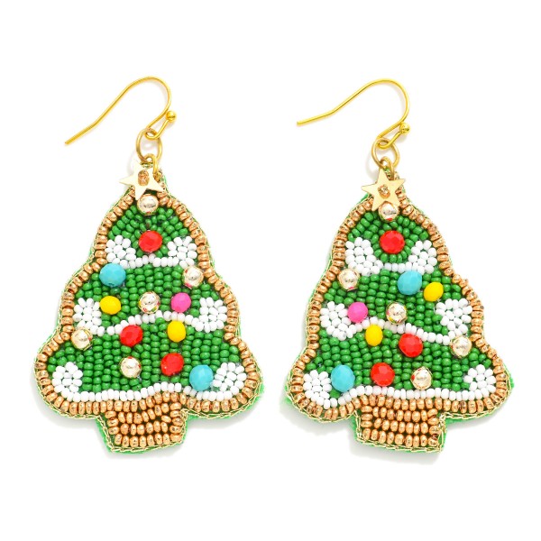 Wholesale seed Bead Decorated Christmas Tree Drop Earrings L