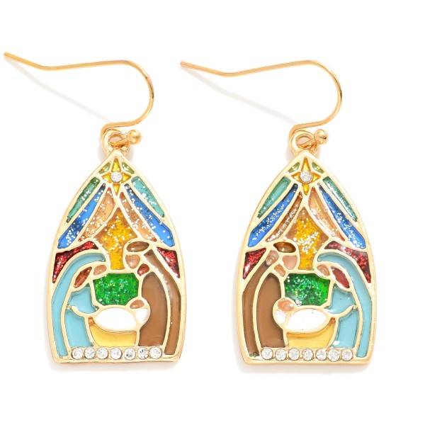 Wholesale stained Glass Christmas Scene Drop Earrings L