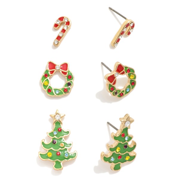 Wholesale christmas stud earring set three pairs