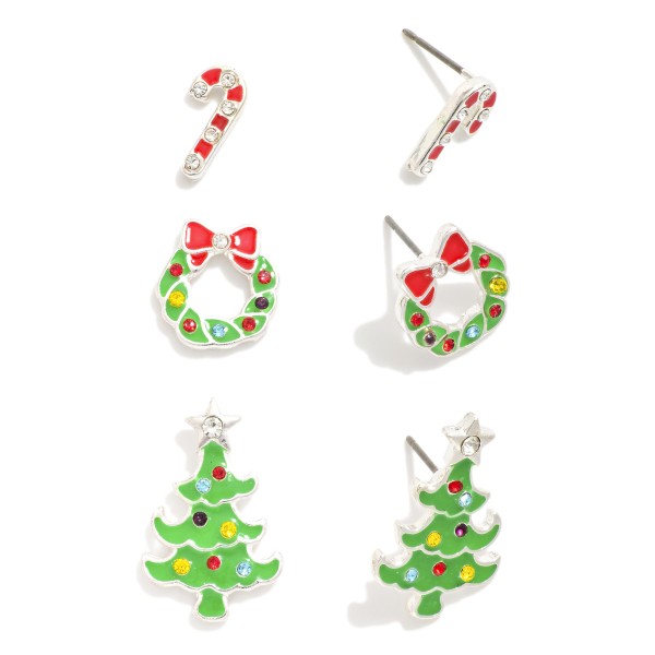 Wholesale christmas stud earring set three pairs