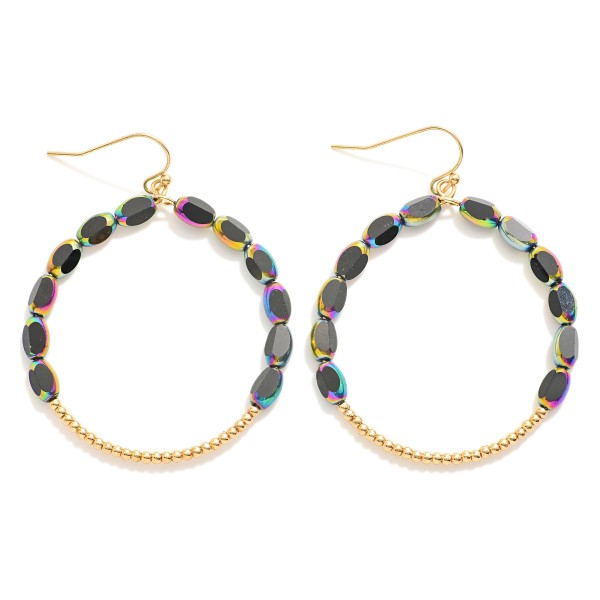 Wholesale rounded Glass Beaded Gold Metal Beaded Drop Earrings L