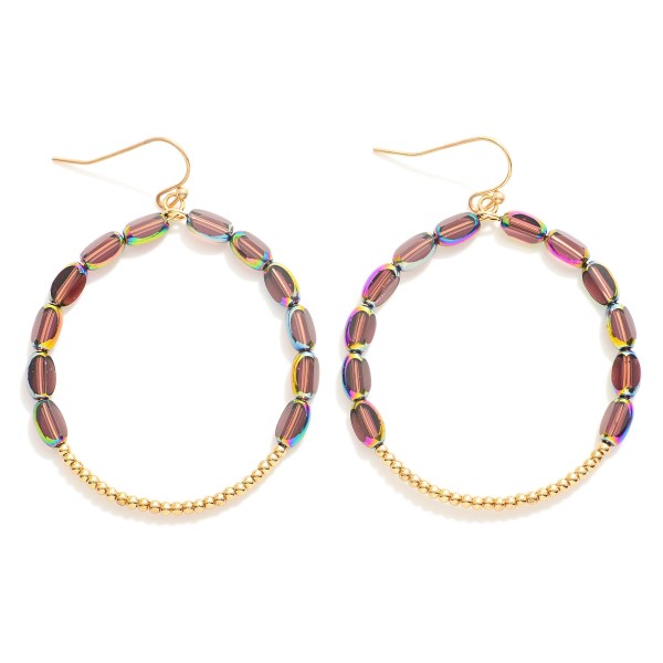 Wholesale rounded Glass Beaded Gold Metal Beaded Drop Earrings L