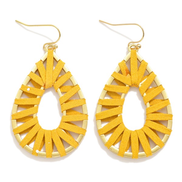 Wholesale vegan Leather Wrapped Teardrop Drop Earrings L