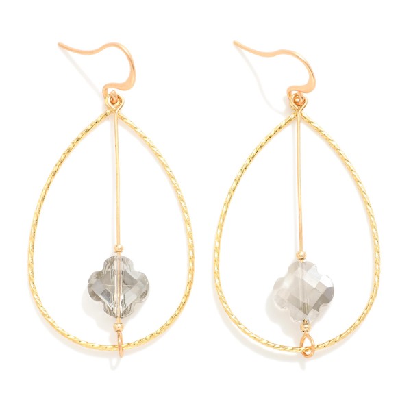 Wholesale twisted Metal Teardrop Drop Earrings Rotating Glass Crystal Clover Cen