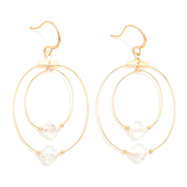 Wholesale concentric Glass Crystal Clover Beaded Loops Drop Earrings L