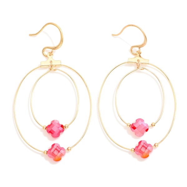 Wholesale concentric Glass Crystal Clover Beaded Loops Drop Earrings L