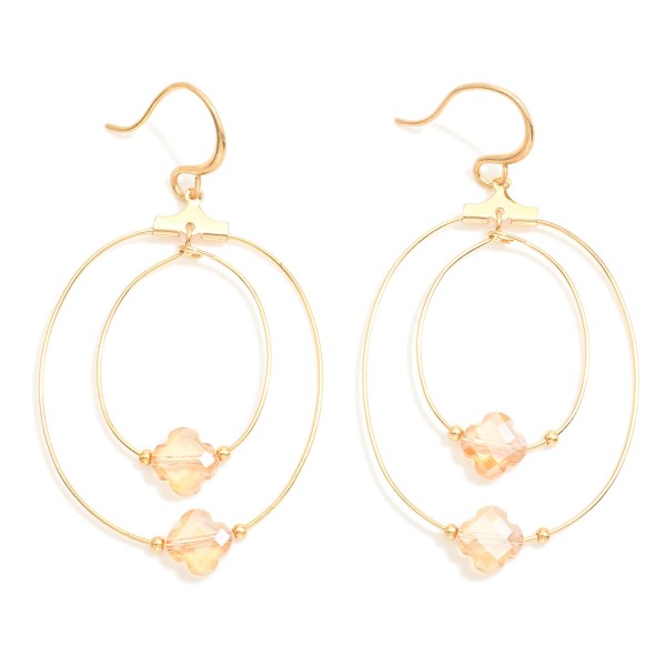 Wholesale concentric Glass Crystal Clover Beaded Loops Drop Earrings L