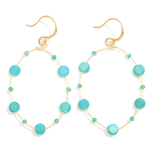 Wholesale metal Wire Loop Drop Earrings Faceted Bi Faced Glass Crystal Bead Stat
