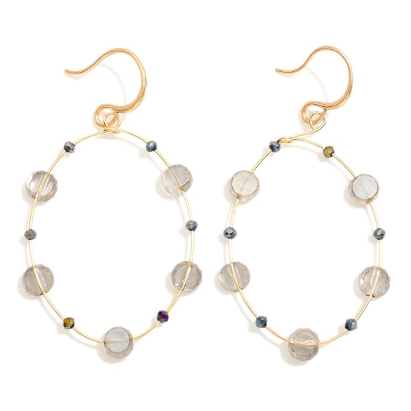 Wholesale metal Wire Loop Drop Earrings Faceted Bi Faced Glass Crystal Bead Stat