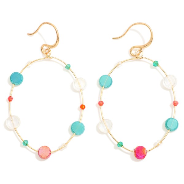 Wholesale metal Wire Loop Drop Earrings Faceted Bi Faced Glass Crystal Bead Stat